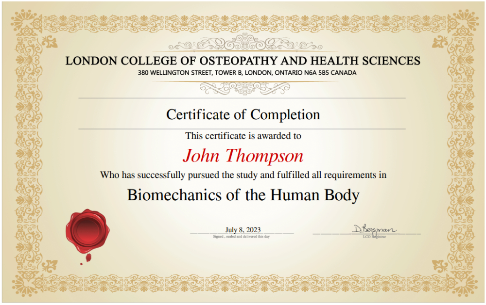 Biomechanics of the Human Body in Osteopathy