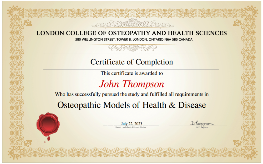 Osteopathic Models of Health and Disease