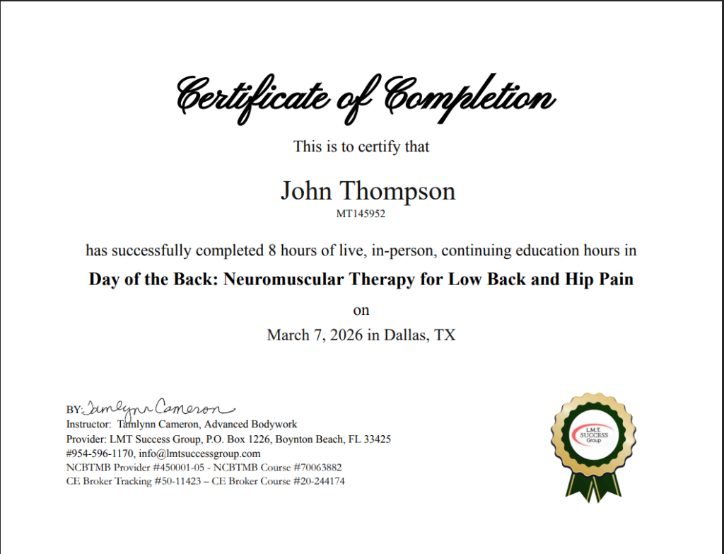 Medical Massage Certification LMT SUCCESS GROUP
